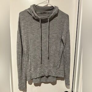Athleta Heather Gray Studio Rib Soft Pullover Hoodie